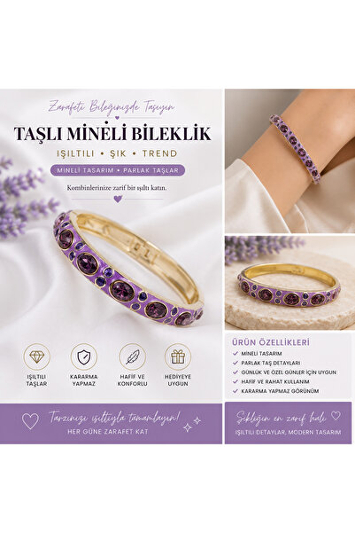 whiteandpurpledesign Vıp Taşlı Mineli Kelepçe