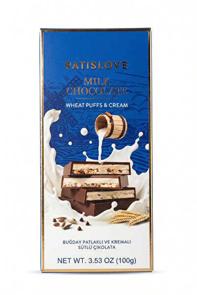 Patiswiss Buğday Patlaklı ve Kremalı Sütlü Çikolata, 100G