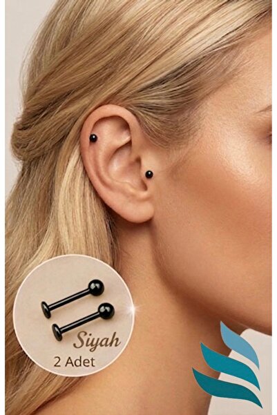 Bylin Cerrahi Çelik Black Tragus, Helix, Dudak Piercingi , Labret Piercing / ...