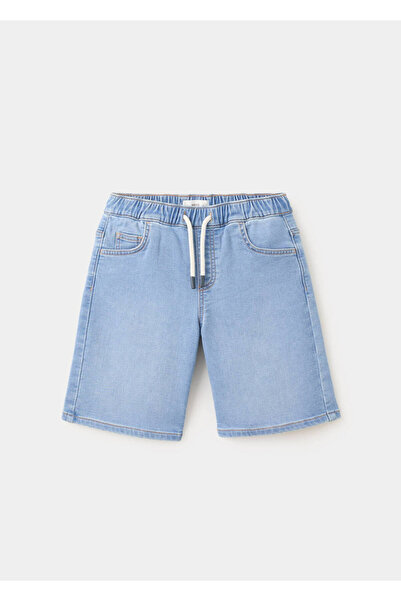 MANGO Kids Beli lastikli bermuda denim şort