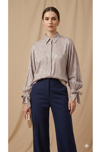 Generic Beige Jacquard Blouse