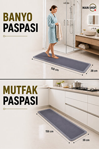 MAİN SHOP 2 Adet Sihirli Su Emici Mutfak Paspası Banyo Paspası Kaymaz Tabanlı...