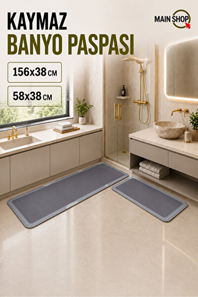 MAİN SHOP Mutfak Banyo Paspası Kaymaz Tabanlı Su Emici Paspas Yazısız Takım 1...
