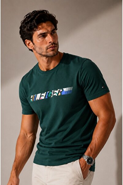 Tommy Hilfiger Regular Fit Men's Woven Cotton Chest Printed T-Shirt