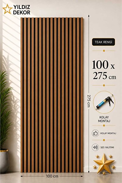 YILDIZ DEKOR Duvar paneli teak rengi 100 x 280