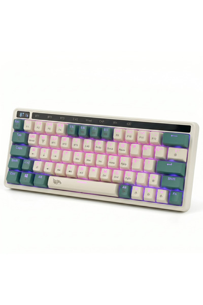 gameagle 64 Tuşlu RGB Gaming Klavye Bluetooth + 2.4g + Type-C Şarjlı Anti Gho...