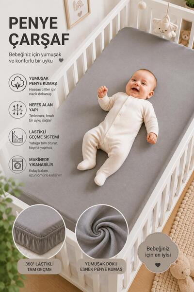 TEXTİLEGARDEN 100% Combed Cotton, Elastic Baby Bed Sheet, Organic Cotton, Mot...