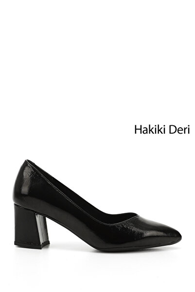GÖNDERİ(R) Femei/Fete Piele Lacuita Neagra Varf ascutit Toc mediu gros Pantof...