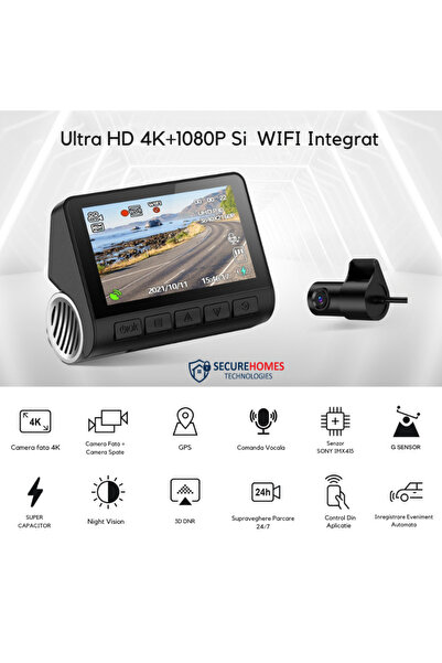 OEM Camera Auto Bord 4K WIFI, Față + Spate 1080P cu GPS
