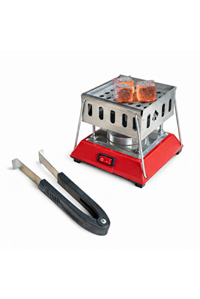 İksa Nargile Köz Ocağı - Elektrikli - Kırmızı - Krom - - (İK-207)