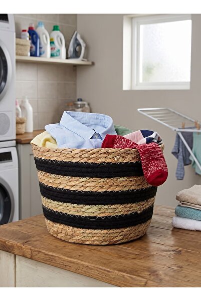 Taimi سلة تخزين منسوجة من الحبال والقش الطبيعي لتنظيم الغسيل والألعاب والبطانيات