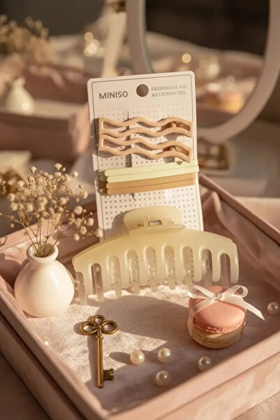 Miniso مجموعة مشابك شعر ملونة بتصميم عصري مرخصة (7 قطع)
