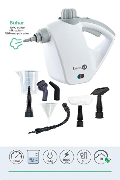 Livenzi JJB-303 El Tipi Buharlı Temizleyici – Beyaz & Gri