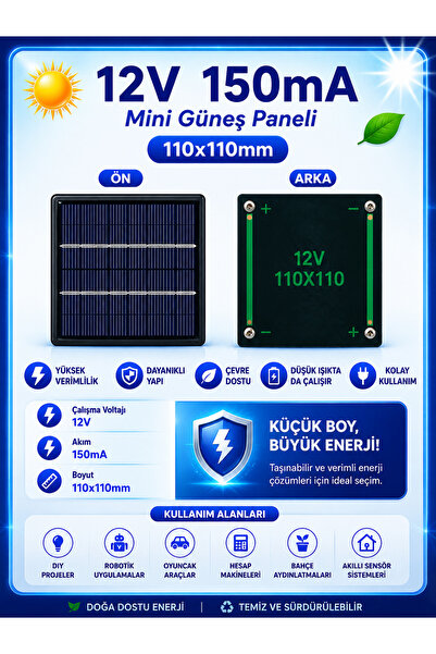 OEM 12V 150MA 110X110MM Güneş Paneli - Solar Panel