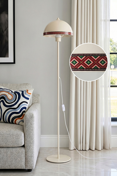 Marrien Luna Rug Tek Ayaklı Krem Modern Metal Lambader | Oturma Odası & Yatak...