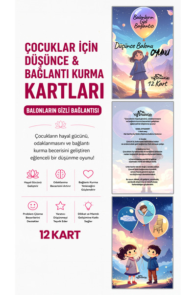 Yogatoon Kids World Çocuklar İçin Düşünce & Bağlantı Kurma Kartları – Balonla...