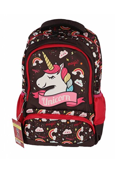 PIGNA GEANTĂ BEBELUȘI UNICORN NEGRU CLASA 0 3 FERMOARE ROZ