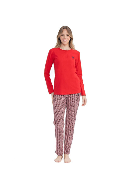 U.S. Polo Assn. Set de pijamale roșii pentru femei, cu licență originală, 17114
