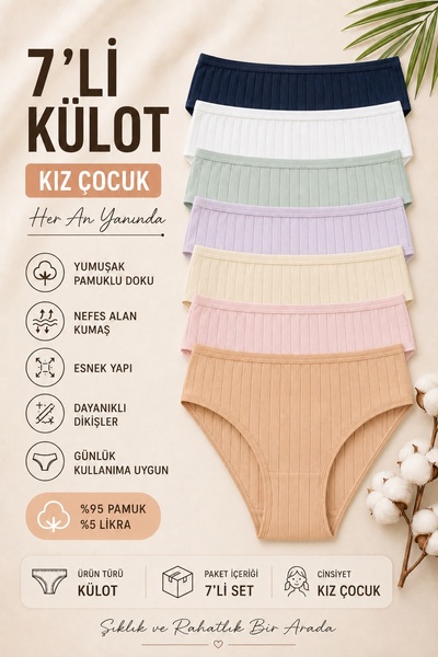 Nicoletta Chiloți pentru fete, pachet de 7, din bumbac, lycra, tip camisole, ...