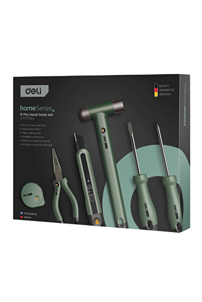 Deli 6-PIECE BASIC GREEN TOOL KIT HOME SERIES
