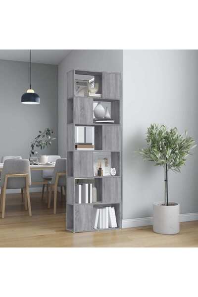 Concept Bibliotecă/Separator de cameră, gri sonoma, 60x24x186 cm