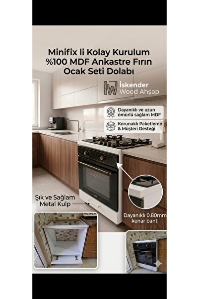 iskender wood ahşap ANKESTRE FIRIN OCAK DOLABI BEYAZ MDF