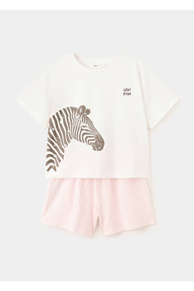 MANGO Kids Çizgili şort pijama takımı