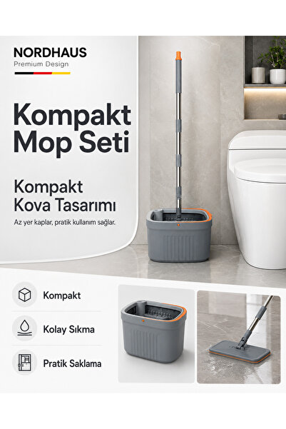 Nordhaus Yer Mopu Duvar Fayans Cam Temizlik Mikrofiber Mandallı Mop