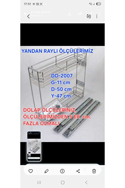 Azra Mutfak Teleskopik Yandan Raylı, Şişelik-Deterjanlık, Metal Kiler Sistemi...