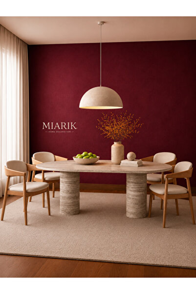 MIARIK DESIGN & DEKORASYON Silver Traverten  Gumus Gri Mermer Yemek Masası