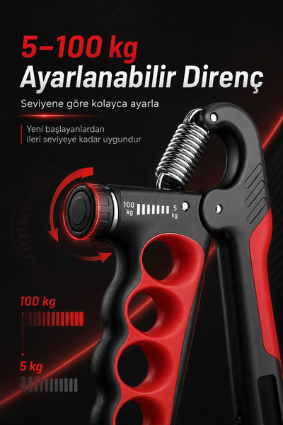 Gudli Adjustable Electronic Hand Exerciser Grip Strength Front Arm Trainer (5-100 kg)
