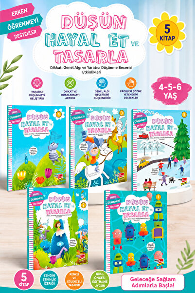 Dikkat Atölyesi Yayınları Düşün, Hayal Et Ve Tasarla (5'Lİ ETKİNLİK SETİ)