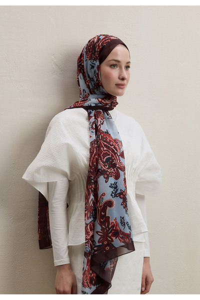 Freshscarfs Wıld Flora Desen İpek Krep Şal Erik Çürüğü
