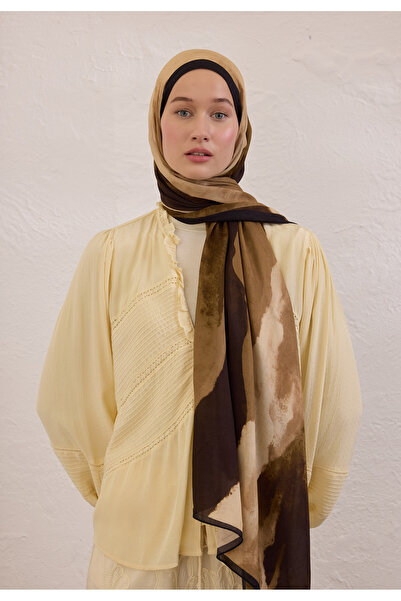 Freshscarfs Haki Color Waves Desen Rami Şal