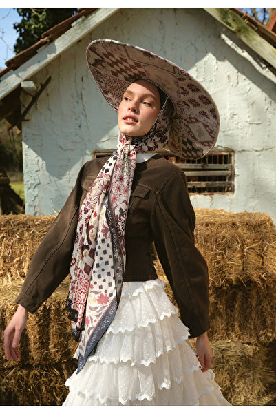 Freshscarfs Siyah Bella Desen İpek Krep Şal
