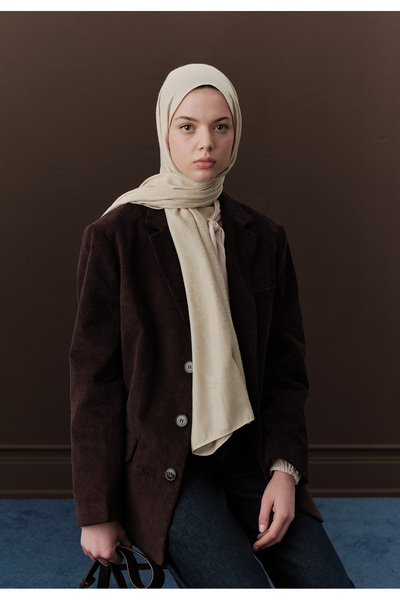 Freshscarfs Premıum Yünlü Düz Şal Bej