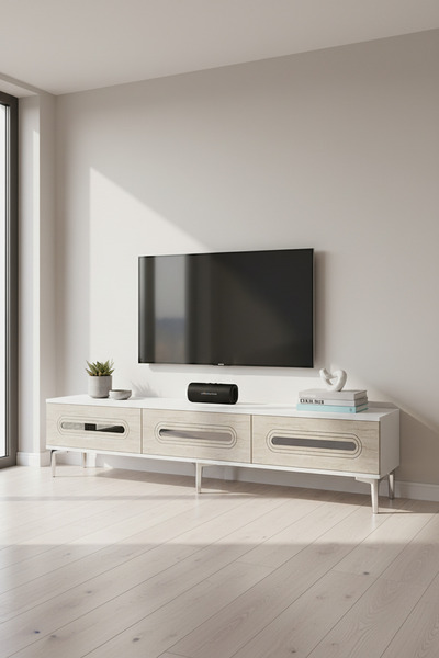 cnyr TSA1806BTS - RANY TSA180 TV STAND, TV SEHPASI ve TV ÜNİTESİ BEYAZ-TRAVER...
