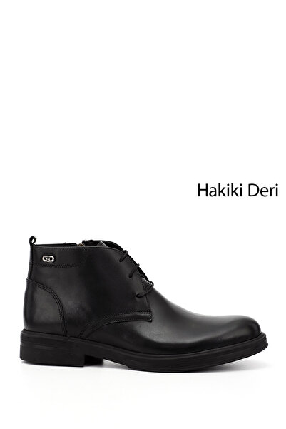 GÖNDERİ(R) Erkek Siyah Fermuarlı Hakiki Deri Klasik Bot