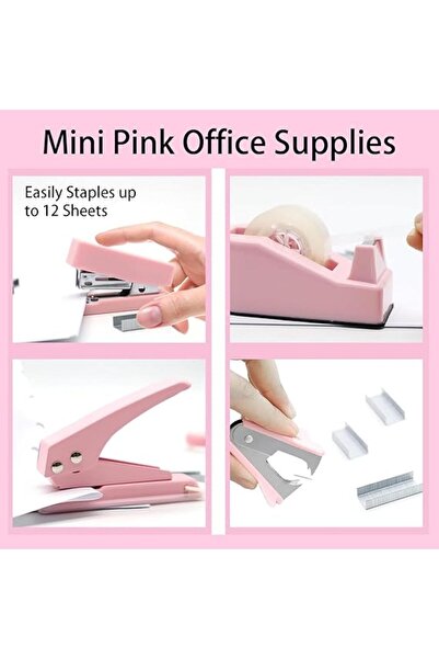 Arabest Pink Office Supplies Set, Stapler Tape Dispenser Desk Accessories for...