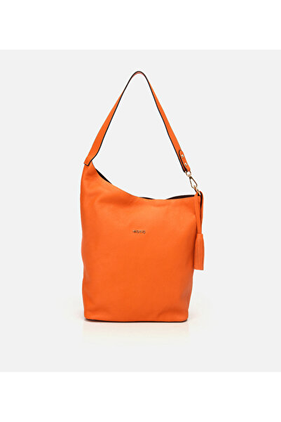 Hotiç Women's Leather Orange Asymmetric Soft Textured Shoulder Bag