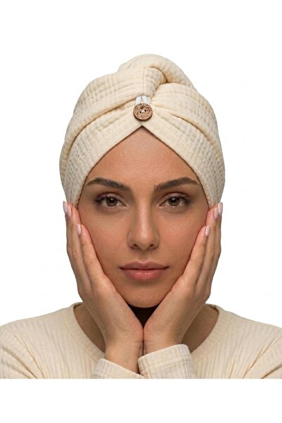 Mia Mina Home Baby 4 Layers Muslin 100% Cotton Cream Color Women's Hair Cap /...