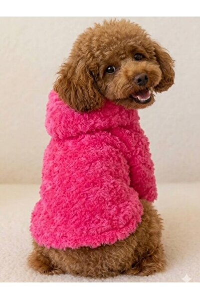 Peti Tailor Köpek Montu Pembe Kürklü Çıtçıtlı Kolay Giydirilen Kışlık Kedi Kö...