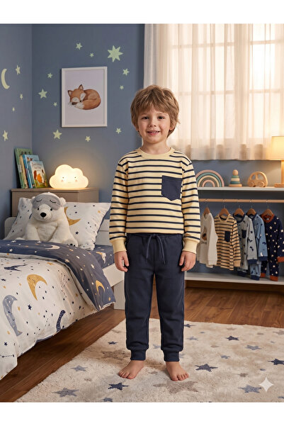 Fil Kids Set de trening de iarnă pentru băiat, 100% bumbac, culoare bej, cu d...