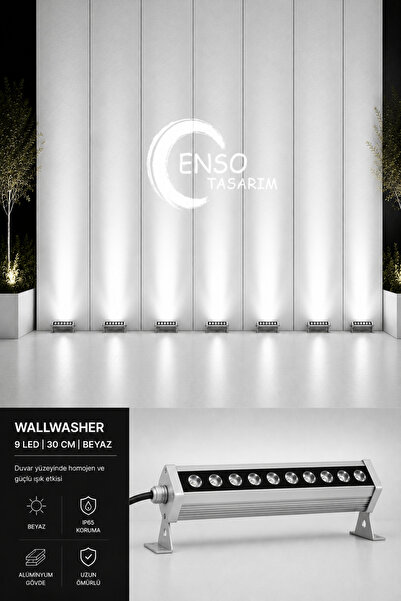 Enso Tasarım 9W 30 cm Beyaz LED Wallwasher Dış Cephe Duvar Cami Bahçe Aydınlatma