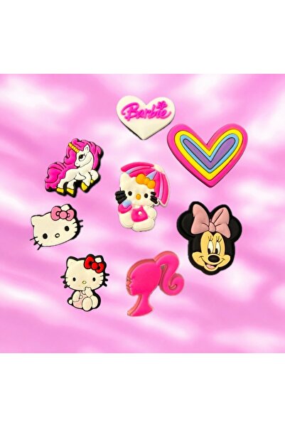 Buki'nin Atölyesi Terlik Süsü 8 Li Set Hello Kitty,Kalp, Kalp Barbie, Minnie ...