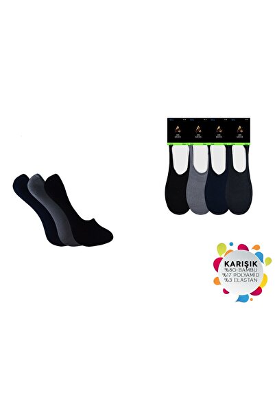 HARMAN TEKSTİL 5001 Seamless Silicone Men's Bamboo Ballerinas, Pack of 6
