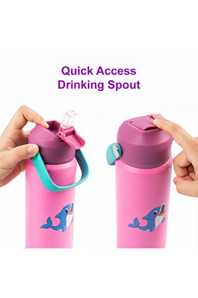 Cocobee -Insulated Stainless Steel Water Bottle, Leakproof, Soft Handle Grip, Odour Free, 500Ml, 3 Ye