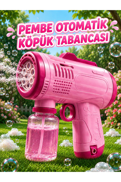 a v d a Pembe Otomatik Işıklı Ve Pilli Çoklu Baloncuk Atan Köpük Tabancası