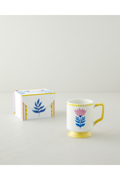 English Home Gifty Flower New Bone China Kupa 310 ml Pembe-Sarı-Mavi