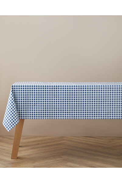 English Home Gridlane Pvc Yuvarlak Masa Örtüsü 140 cm Mavi